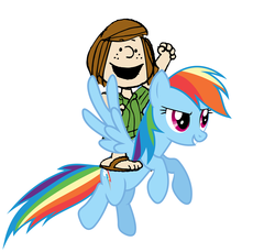 Size: 1583x1448 | Tagged: safe, rainbow dash, g4, awesome, crossover, flying, peanuts, peppermint patty, sports, win, winner