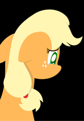 Size: 1047x1495 | Tagged: safe, artist:zacatron94, applejack, g4, black background, crying, female, floppy ears, sad, simple background, solo, teary eyes