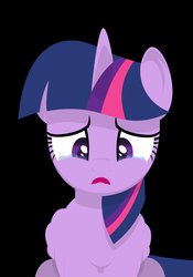 Size: 749x1068 | Tagged: safe, artist:zacatron94, twilight sparkle, alicorn, pony, g4, black background, crying, female, mare, sad, simple background, sitting, solo, twilight sparkle (alicorn)