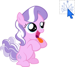 Size: 1290x1146 | Tagged: safe, artist:magerblutooth, diamond tiara, earth pony, pony, g4, behaving like a dog, cursor, cute, diamondbetes, eyes on the prize, female, filly, foal, open mouth, panting, simple background, smiling, solo, tail wag, tongue out, transparent background, vector