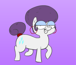 Size: 900x773 | Tagged: safe, artist:peanutbutter, rarity, g4, afro, alternate hairstyle, earring, female, frority, raised leg, solo