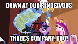Size: 1920x1080 | Tagged: safe, screencap, discord, princess cadance, twilight sparkle, alicorn, draconequus, pony, g4, three's a crowd, fear and loathing in las vegas, female, hunter s. thompson, image macro, male, mare, meme, three's company, twilight sparkle (alicorn)
