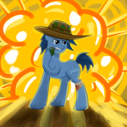 Size: 1000x1000 | Tagged: safe, artist:lomeo, oc, oc only, oc:p-21, earth pony, pony, fallout equestria, fallout equestria: project horizons, cool guys don't look at explosions, explosion, grenade, male, solo, stallion