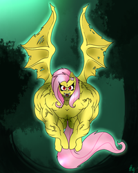 Size: 1000x1250 | Tagged: safe, artist:baronbulge, fluttershy, g4, flutterbat, flutterbathulk, flutterhulk, muscles, muscleshy, vein