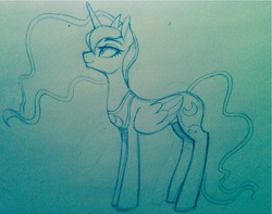 Size: 1085x853 | Tagged: safe, artist:lolopan, princess luna, g4, female, monochrome, solo, traditional art