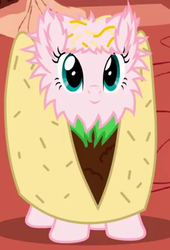 Size: 231x339 | Tagged: safe, artist:mixermike622, oc, oc only, oc:fluffle puff, g4, clothes, costume, food costume, solo, taco