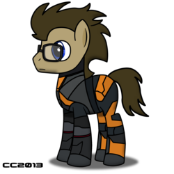 Size: 1024x1024 | Tagged: safe, artist:christiancerda, doctor whooves, time turner, g4, alternate hairstyle, glasses, gordon freeman, half-life, male, solo