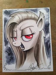 Size: 768x1024 | Tagged: safe, artist:andypriceart, fluttershy, g4, female, flutterbat, monochrome, photo, solo, traditional art