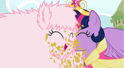 Size: 641x355 | Tagged: safe, artist:mixermike622, twilight sparkle, oc, oc:fluffle puff, alicorn, pony, g4, female, hug, mare, twilight sparkle (alicorn)