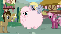 Size: 642x357 | Tagged: safe, artist:mixermike622, derpy hooves, oc, oc:fluffle puff, pegasus, pony, g4, female, flying, mare, we have become one