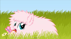 Size: 639x353 | Tagged: safe, artist:mixermike622, oc, oc only, oc:fluffle puff, butterfly, g4, licking, solo