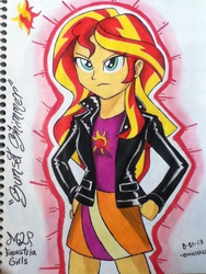 Size: 720x960 | Tagged: safe, artist:emichaca, sunset shimmer, equestria girls, g4, female, solo, traditional art
