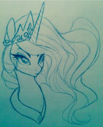 Size: 816x998 | Tagged: safe, artist:lolopan, princess celestia, g4, female, monochrome, portrait, solo, traditional art