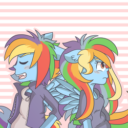 Size: 4961x4961 | Tagged: safe, artist:geckogeek, rainbow dash, human, g4, absurd resolution, eared humanization, humanized, pony coloring, rainbow blitz, rule 63, self ponidox, winged humanization