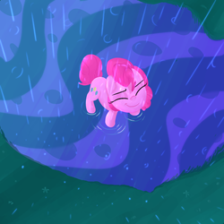 Size: 1000x1000 | Tagged: safe, artist:january3rd, pinkie pie, g4, female, rain, smiling, solo
