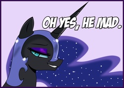 Size: 1280x909 | Tagged: safe, artist:johnjoseco, artist:sagegami, edit, nightmare moon, alicorn, pony, ask gaming princess luna, g4, bedroom eyes, eyeshadow, female, grin, he mad, lidded eyes, looking at you, lusty luna, makeup, smiling, smug, solo, stupid sexy nightmare moon, troll, u mad, vector