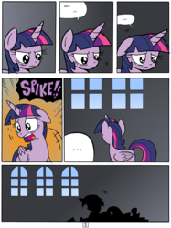 Size: 4778x6385 | Tagged: safe, artist:redapropos, twilight sparkle, alicorn, pony, comic:maybe later spike, g4, absurd resolution, alone, comic, feels, female, floppy ears, mare, regret, sad, silhouette, solo, twilight sparkle (alicorn)