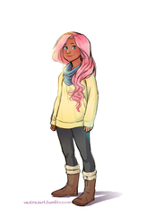 Size: 720x1041 | Tagged: safe, artist:vasira, fluttershy, human, g4, female, humanized, solo