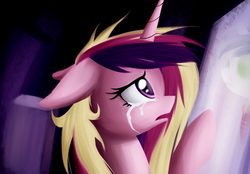 Size: 1552x1080 | Tagged: safe, artist:xn-d, princess cadance, g4, crying, female, palindrome get, princess sadance, solo