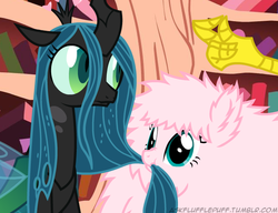 Size: 650x500 | Tagged: safe, artist:mixermike622, discord, queen chrysalis, oc, oc:fluffle puff, tumblr:ask fluffle puff, g4, chewing, scrunchy face