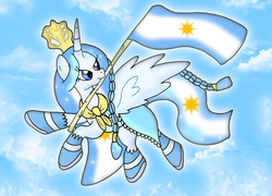 Size: 2233x1610 | Tagged: safe, artist:louderspeakers, oc, oc only, oc:princess argenta, pony, argentina, flag, nation ponies, ponified, solo