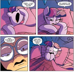 Size: 1280x1244 | Tagged: safe, artist:amy mebberson, idw, lexicon, twilight sparkle, alicorn, pony, g4, spoiler:comic, bed, comic, faic, female, mare, not creepy, out of context, reaction image, twilight sparkle (alicorn)