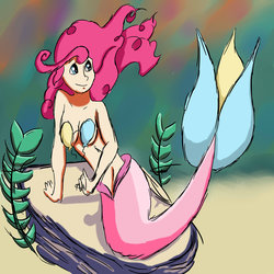 Size: 1024x1024 | Tagged: safe, artist:php37, pinkie pie, mermaid, g4, breasts, cleavage, female, mermaidized, midriff, solo, underwater