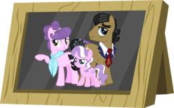 Size: 1000x619 | Tagged: safe, artist:themasterofdespair, diamond tiara, filthy rich, suri polomare, earth pony, pony, g4, family photo, female, filly, foal, framed picture, male, mare, photo, rich family, vector