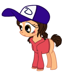 Size: 437x509 | Tagged: safe, artist:xblueskeii, clemenbetes, clementine (walking dead), clothes, cute, sad, solo, the trotting dead, the walking dead, the walking dead game