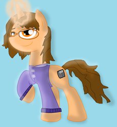 Size: 858x932 | Tagged: safe, artist:vetorhuskysamuria, pony, glasses, glowing horn, horn, ponified, sarah (walking dead), solo, the walking dead, the walking dead game, the walking dead game season 2