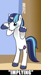 Size: 1297x2381 | Tagged: safe, artist:guephren, artist:muffinshire, shining armor, comic:twilight's first day, g4, bomb ass tea, image macro, implying, male, meme, reaction image, solo