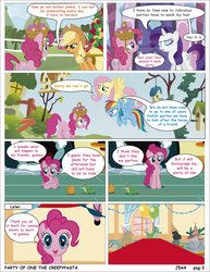 Size: 2550x3300 | Tagged: safe, artist:j5a4, applejack, fluttershy, gummy, pinkie pie, rainbow dash, rarity, comic:party of one, g4, comic, creepypasta, engrish, high res, out of character, rainbow douche