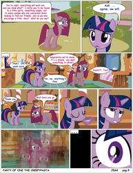 Size: 2550x3300 | Tagged: safe, artist:j5a4, pinkie pie, twilight sparkle, earth pony, pony, unicorn, comic:party of one, g4, comic, creepypasta, engrish, female, high res, mare, pinkamena diane pie