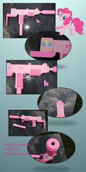 Size: 1152x2304 | Tagged: safe, artist:fixinman, pinkie pie, g4, customized toy, cutie mark, gun, uzi