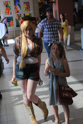 Size: 2592x3872 | Tagged: safe, artist:fixinman, artist:kairette, applejack, derpy hooves, human, g4, 2012, animethon, convention, cosplay, high res, irl, irl human, photo
