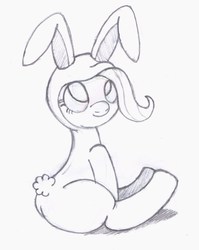 Size: 1079x1355 | Tagged: safe, artist:an-tonio, fluttershy, g4, bunny costume, bunnyshy, clothes, female, monochrome, solo, traditional art