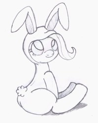 Size: 1079x1355 | Tagged: safe, artist:an-tonio, fluttershy, g4, bunny costume, bunny pajamas, bunnyshy, clothes, female, footed sleeper, footie pajamas, monochrome, onesie, pajamas, solo, traditional art