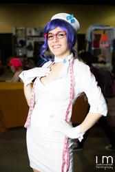 Size: 600x900 | Tagged: safe, artist:thighhighs, rarity, human, g4, 2013, clothes, convention, cosplay, glasses, gloves, hat, irl, irl human, katsucon, measuring tape, photo, solo