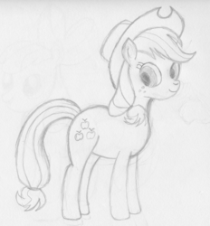 Size: 2076x2234 | Tagged: safe, artist:forevercty, applejack, g4, female, high res, monochrome, solo, traditional art