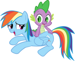 Size: 3557x2872 | Tagged: safe, artist:porygon2z, rainbow dash, spike, dragon, pegasus, pony, g4, spike at your service, back scratching, female, high res, male, scratching, ship:rainbowspike, shipping, simple background, straight, transparent background, vector