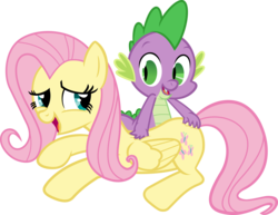 Size: 3625x2800 | Tagged: safe, artist:porygon2z, fluttershy, spike, dragon, pegasus, pony, g4, spike at your service, back scratching, female, high res, male, scratching, ship:flutterspike, shipping, simple background, straight, transparent background, vector