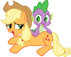 Size: 3514x2848 | Tagged: safe, artist:porygon2z, applejack, spike, dragon, earth pony, pony, g4, spike at your service, back scratching, butt touch, female, hand on butt, high res, male, mare, scratching, simple background, straight, transparent background, vector