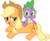 Size: 3514x2848 | Tagged: safe, artist:porygon2z, applejack, spike, dragon, earth pony, pony, g4, spike at your service, back scratching, butt touch, female, hand on butt, high res, male, mare, scratching, simple background, straight, transparent background, vector