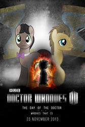 Size: 1076x1600 | Tagged: safe, artist:sitrirokoia, doctor whooves, eleventh hour, time turner, g4, david tennant, day of the doctor, doctor who, eleventh doctor, matt smith, poster, television, tenth doctor, the doctor, time paradox, war doctor