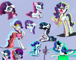 Size: 2500x2000 | Tagged: safe, artist:senx, rarity, g4, clothes, costume, cup, dress, fan, gala dress, glasses, high res, lunarity