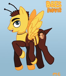 Size: 500x574 | Tagged: safe, artist:bees, artist:mcponyponypony, bee, bee pony, original species, barely pony related, barry benson, bee movie, cursed, cursed image, insert bee pun here, jerry seinfeld, male, rule 85, solo