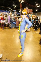 Size: 640x960 | Tagged: artist needed, safe, spitfire, human, g4, 2012, acen, bodysuit, convention, cosplay, goggles, irl, irl human, photo, solo, wonderbolts uniform