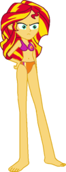 Size: 298x767 | Tagged: safe, artist:toonalexsora007, sunset shimmer, equestria girls, g4, belly button, bikini, cankles, clothes, feet, female, long legs, simple background, solo, swimsuit, transparent background, unamused, wat