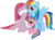 Size: 900x662 | Tagged: safe, artist:thebiancoangelo, pinkie pie, rainbow dash, oc, pegasus, pony, fanfic:cupcakes, fanfic:rainbow factory, g4, blind, blindfold, evil smile, family, female, lesbian, magical lesbian spawn, offspring, parent:pinkie pie, parent:rainbow dash, parents:pinkiedash, pinkamena diane pie, rainbow factory dash, red eyes, scar, ship:pinkiedash, shipping, simple background, torn ear, transparent background, xk-class end-of-the-world scenario