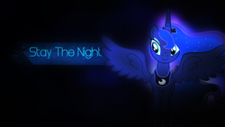 Size: 1920x1080 | Tagged: safe, artist:equestriandeviants, princess luna, g4, dark, female, smiling, solo, song reference, stay the night, vector, wallpaper, zedd